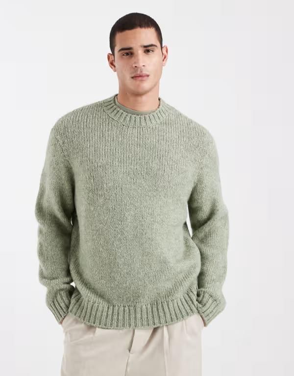 ジャック アンド ジョーンズ メンズ アウター ニット・セーター Jack Jones oversized sweater in sage Seagrass グリーン