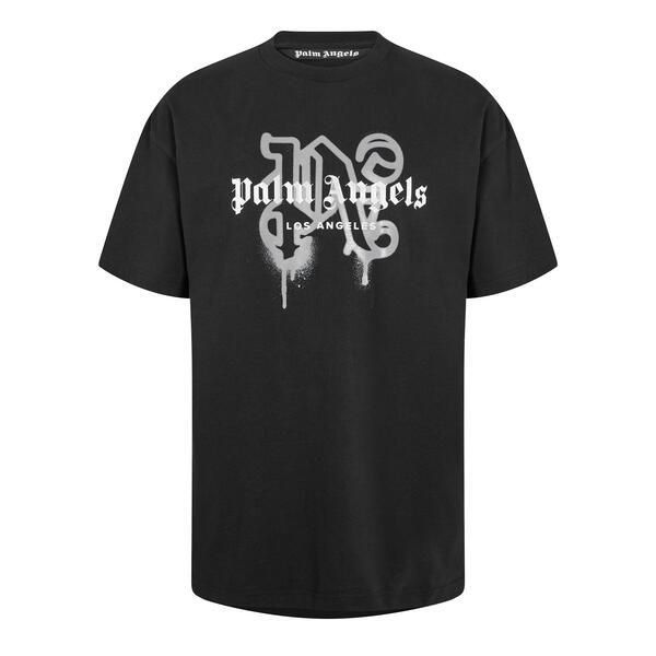 パーム・エンジェルス メンズ トップス Tシャツ Palm Angels Mens La Mono TShirt Black Off White オフホワイト
