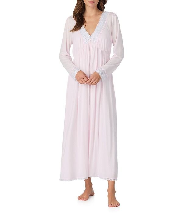エイレーンウェスト レディース アンダーウェア ナイトウェア Vネック ニット ジャージー Eileen West Long Sleeve VNeck Button Front Long Jersey Knit Robe Pink ピンク