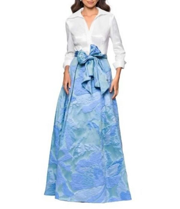 ベッツィアンドアダム レディース トップス ワンピース A ライン フラワー柄 シャツ マキシ フラワー Betsy Adam Floral Taffeta Jacquard Point Collar 34 Sleeve ALine Maxi Shirt Dr
