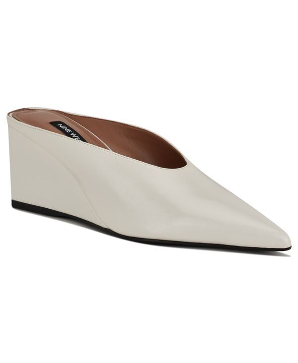 ナインウェスト レディース シューズ スリッポン・ローファー Nine West Womens Lanah Pointed Toe SlipOn Wedge Mules White Patent ホワイト