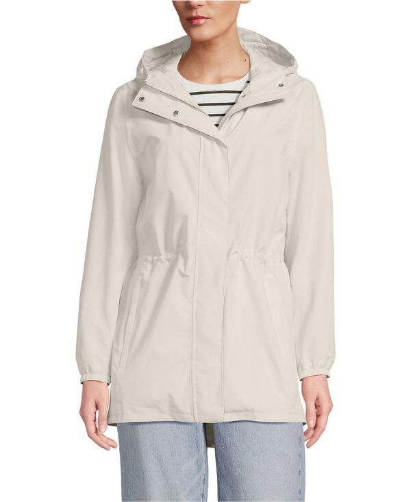 ランズエンド レディース アウター ジャケット・ブルゾン コート Lands End Womens Waterproof Hooded Packable Raincoat Ivory latte アイボリー