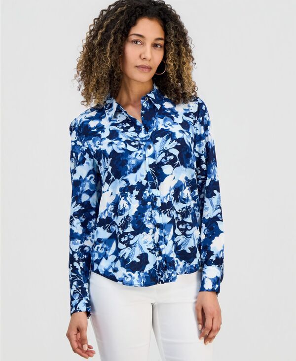 アイエヌシー インターナショナル コンセプト レディース トップス シャツ フラワー柄 プチ プリント フラワー INC International Concepts Petite FloralPrint Shirt Luna Blooms
