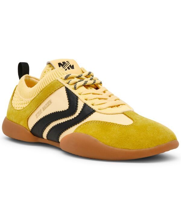 スティーブ マデン レディース シューズ スニーカー ブーツ レース Steve Madden Womens Reboot LaceUp Sneakers YellowBlack ブラック
