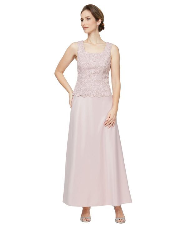 アレックスイブニングス レディース トップス ワンピース プチ レース ジャケット Alex Evenings Petite Lace Dress and Jacket Blush ブラッシュ