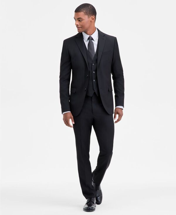 ダナ キャラン ニューヨーク メンズ トップス ベスト DKNY Mens ModernFit Vested Nested Suit Black ブラック