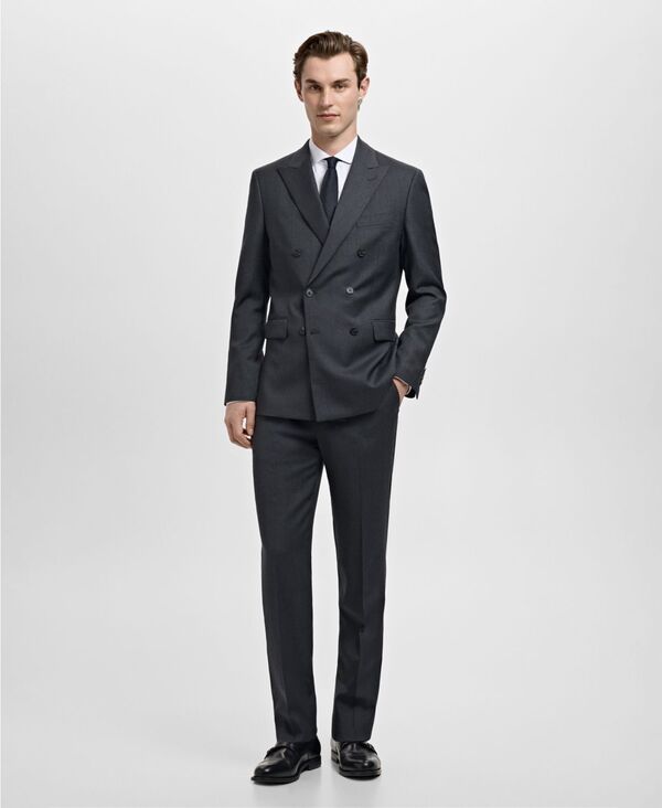 マンゴ メンズ アウター ジャケット・ブルゾン ウール MANGO Mens Turin Wool DoubleBreasted Suit Jacket Grey グレー