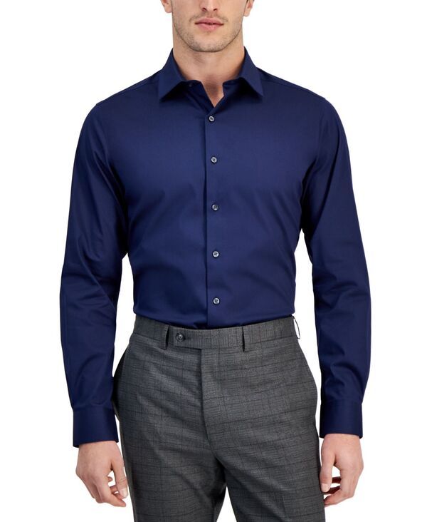 アルファニ メンズ トップス シャツ レギュラーフィット Alfani Mens Temperaturegulating Solidresshirt Slim Regular Fit Blue Notte ブルー