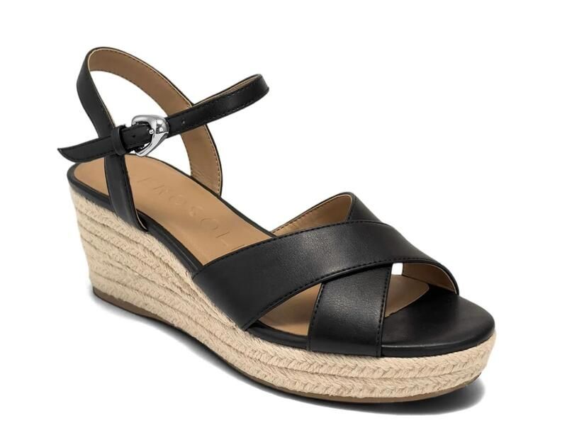 エアロソールズ レディース シューズ サンダル Aerosoles Casarina Espadrille Wedge Sandal Black ブラック
