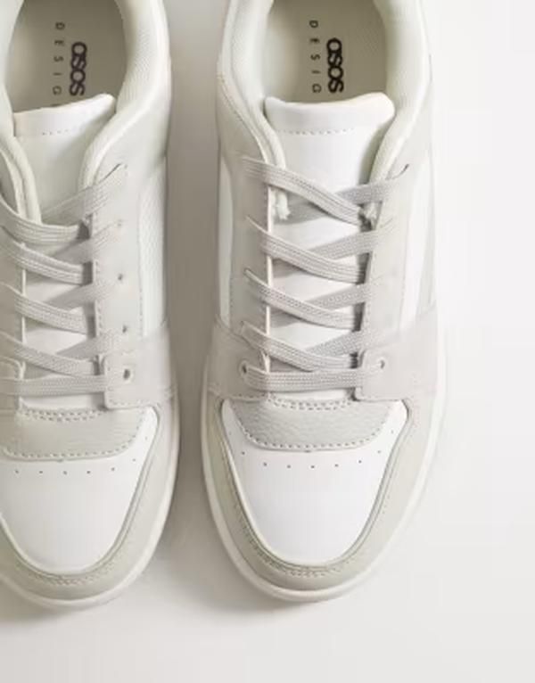 エイソス メンズ シューズ スニーカー ASOS DESIGN multi paneled sneakers and light WHITE LIGHT GRAY ホワイト