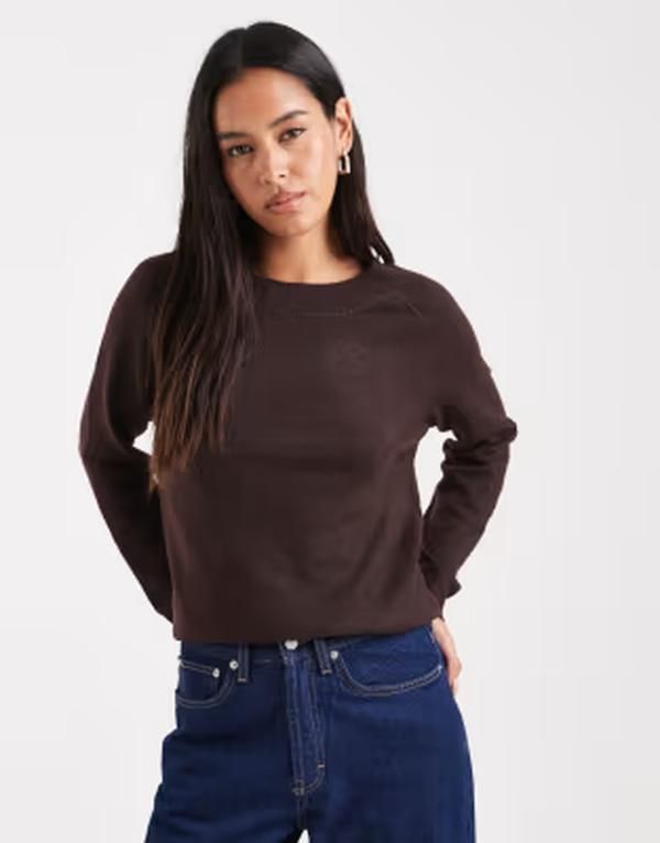 オンリー レディース アウター ニット・セーター クルーネック ONLY crew neck sweater in chocolate torte チョコレート