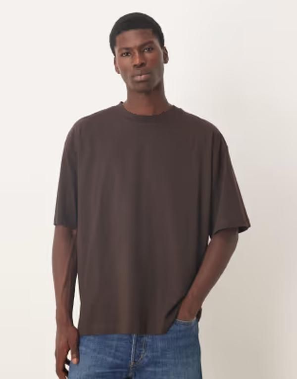 エイソス メンズ トップス Tシャツ ASOS DESIGN essentials oversized Tshirt Mole ブラウン