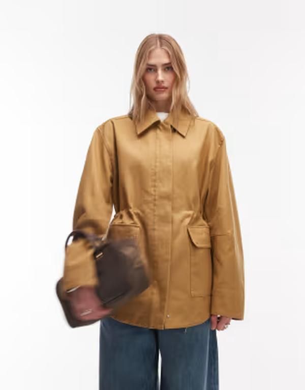アンドアザーストーリーズ レディース アウター ジャケット・ブルゾン ウエストマーク コットン Other Storieshort cotton trench jacket with cinched waist in mustard マスタード