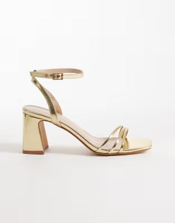 レイド レディース シューズ サンダル ヒール RAID Kittey block heeled sandals Gold pu ゴールド