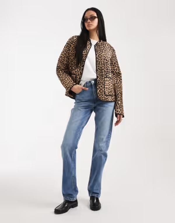 ベロモーダ レディース アウター ジャケット・ブルゾン プリント キルティング Vero Moda Tall quilted jacket in leopard print Rugby Tan Leopard タン