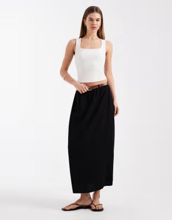 ヴェロモーダ レディース ボトムスカート ジャージー マキシ Vero Moda belted jersey maxi skirt Black ブラック 12,056円