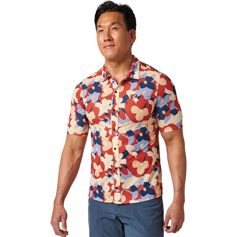 パールイズミ メンズ トップス Tシャツ PEARL iZUMi Canyon Tech Snap Short Sleeve Mens Chili Fleurish