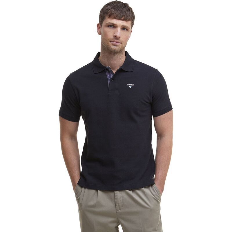 バブアー メンズ トップス ポロシャツ Barbour Tartan Pique Polo Shirt Mens BlackModern ブラック