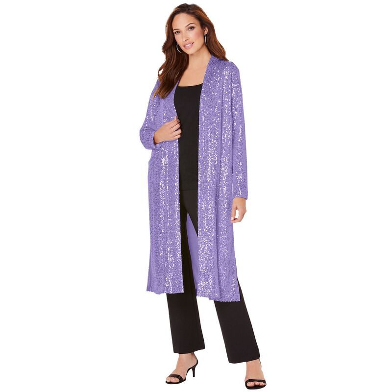 ロアマンズ レディース アウター ジャケット・ブルゾン プラスサイズ スパンコール Roamans Womens Plusize Sequin Duster Vintage Lavender ラベンダー