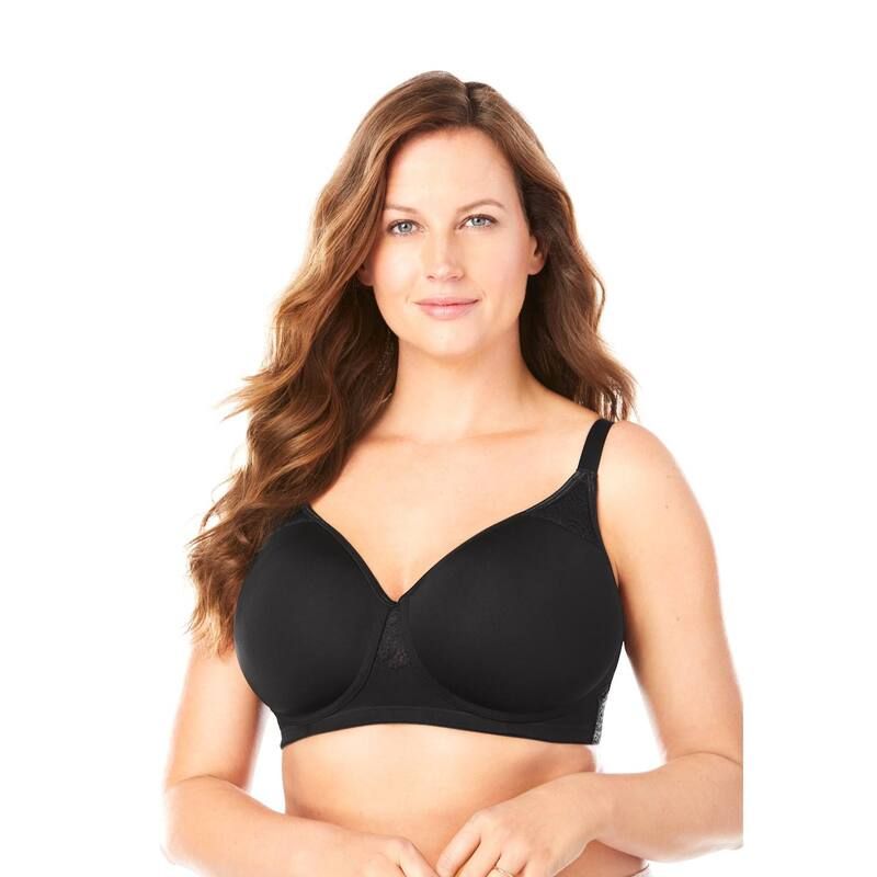 コンフォート チョイス レディース アンダーウェア ブラジャー プラスサイズ Tシャツ Comfort Choice Womens Plusize StayCool Wireless TShirt Bra Black ブラック