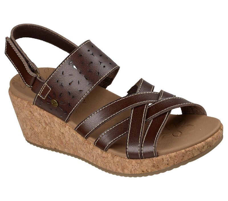 スケッチャーズ レディース シューズ サンダル Skechers Arch Fit Beverlee 20 Womens Wedge Comfort Sandals Chocolate チョコレート