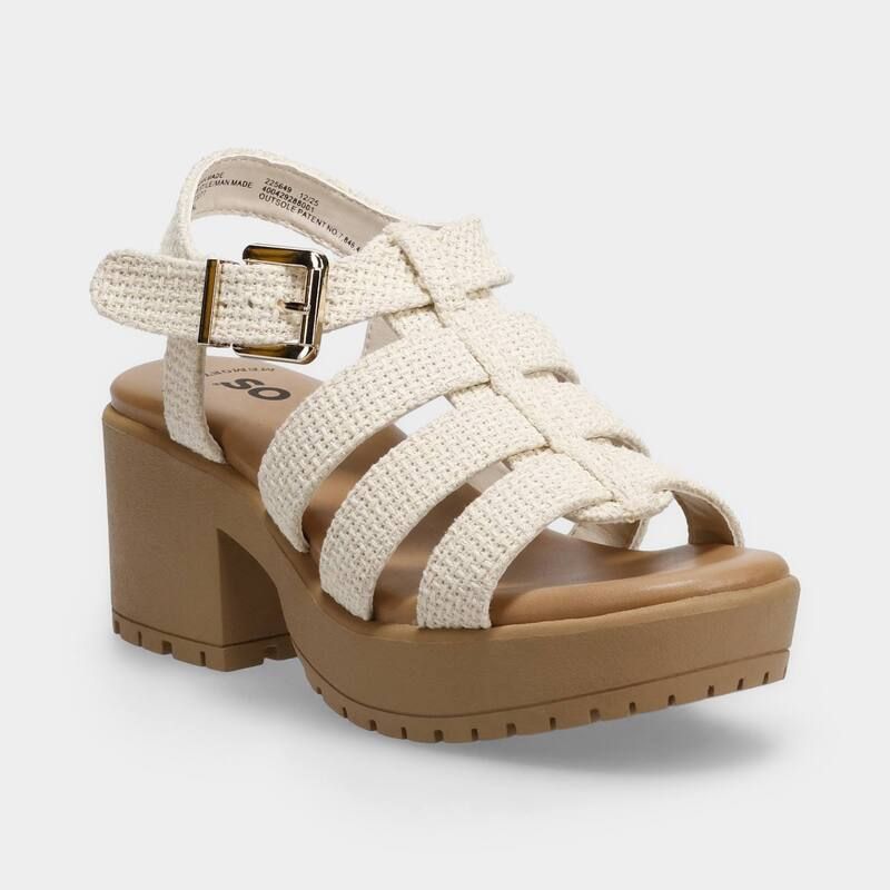 エスオー レディース シューズ サンダル プラットフォーム SO Ellda Fisherman Womens Woven Platform Sandals Natural