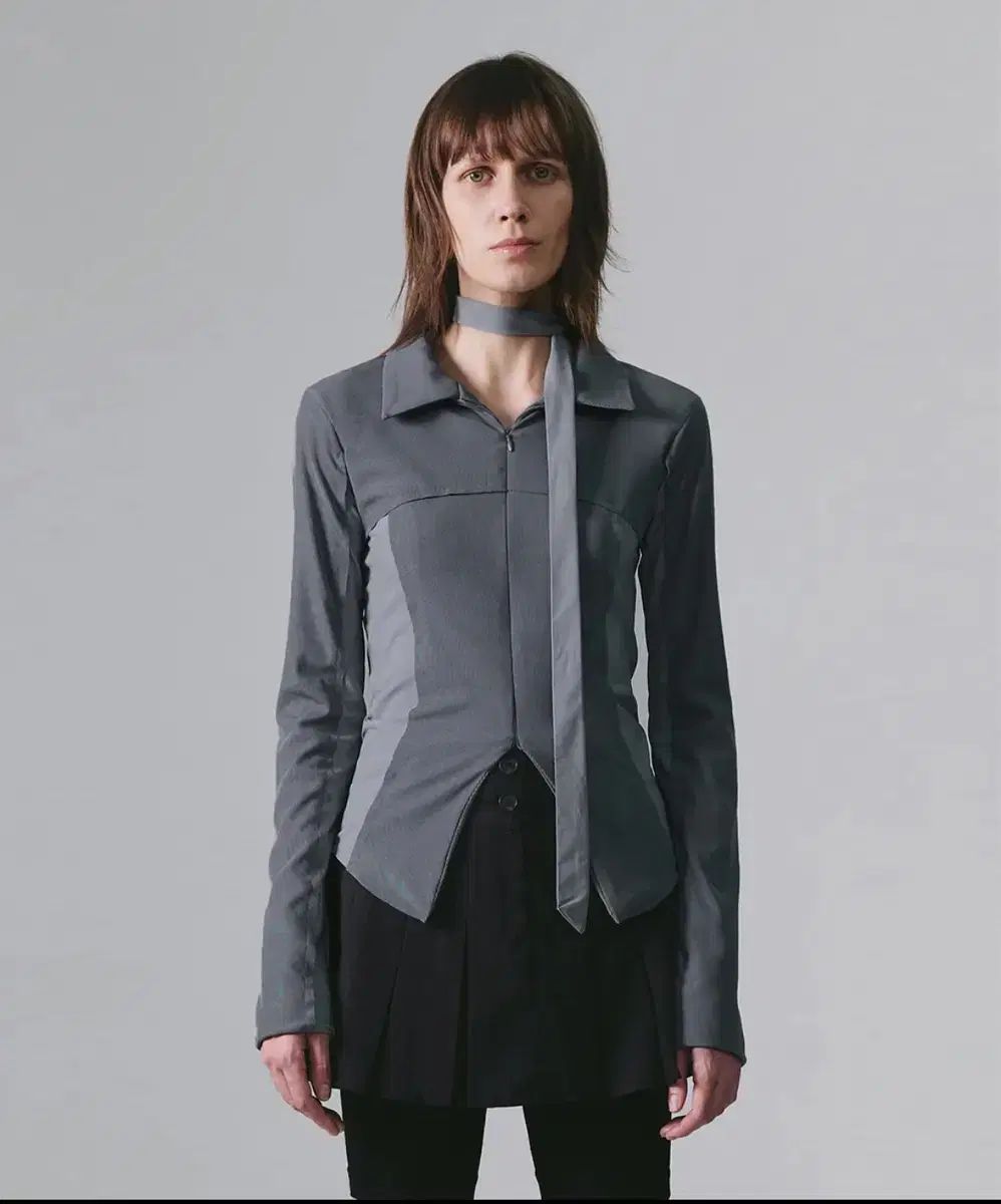 NACHE ナチェ タイ シャツ ジップアップ ブルーグレー TIE JERSEY SHIRT