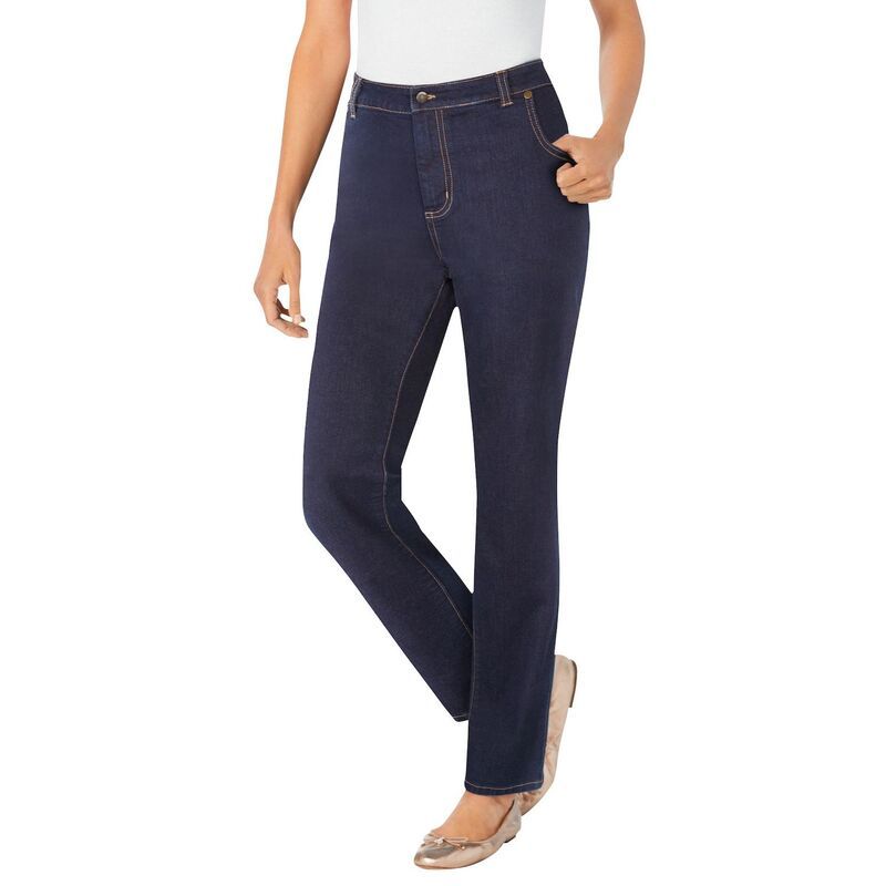 ウーマン ウィズイン レディース ボトムス デニムパンツ プラスサイズ ジーンズ Woman Within Plusize StraightLeg Stretch Denim FivePocket Jeans Indigo インディゴ