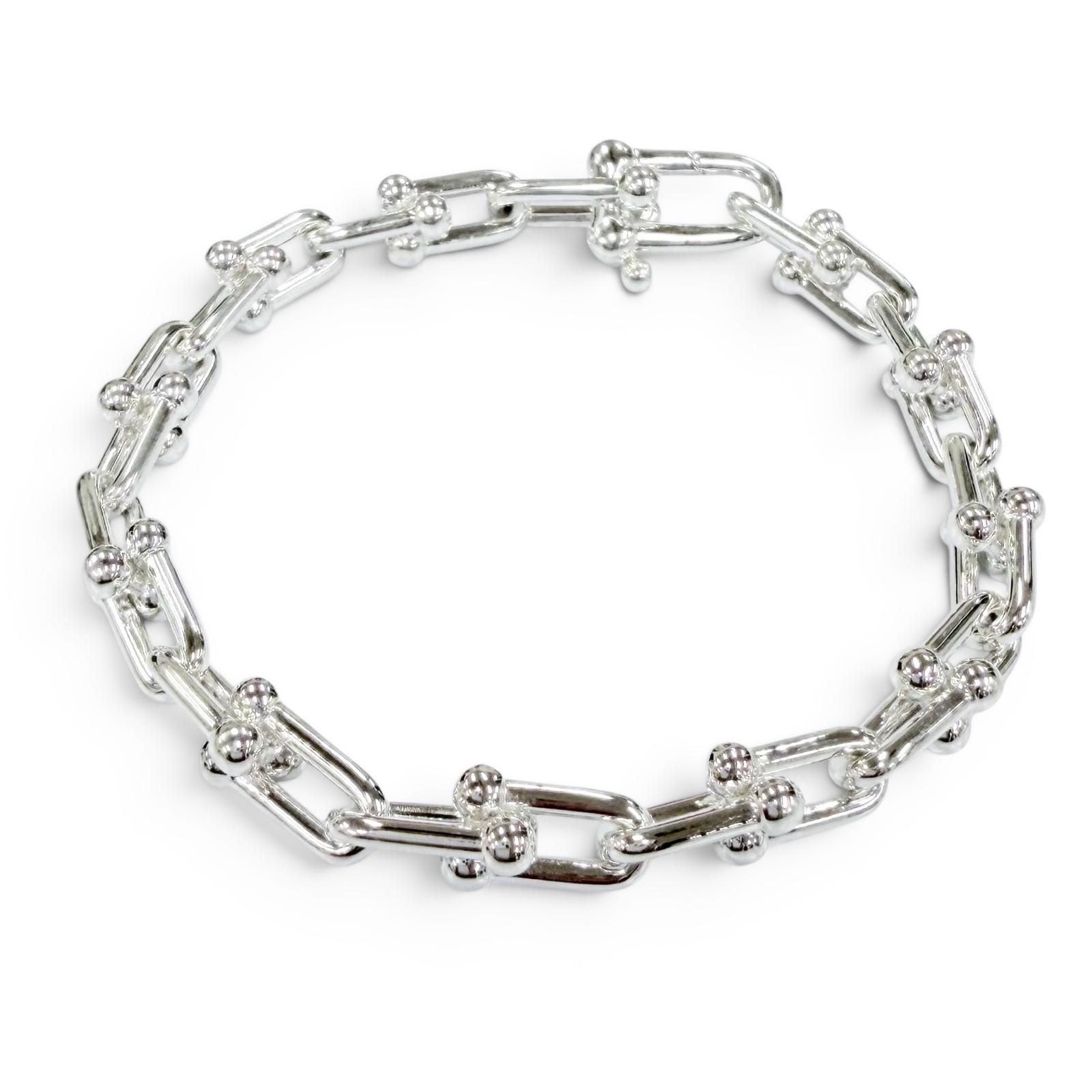 極美品☆TIFFANY&Co. ティファニー ハードウェア スモール リンク ブレスレット AG925 24コマ シルバー 重量16.0g レディース 定価204,600円