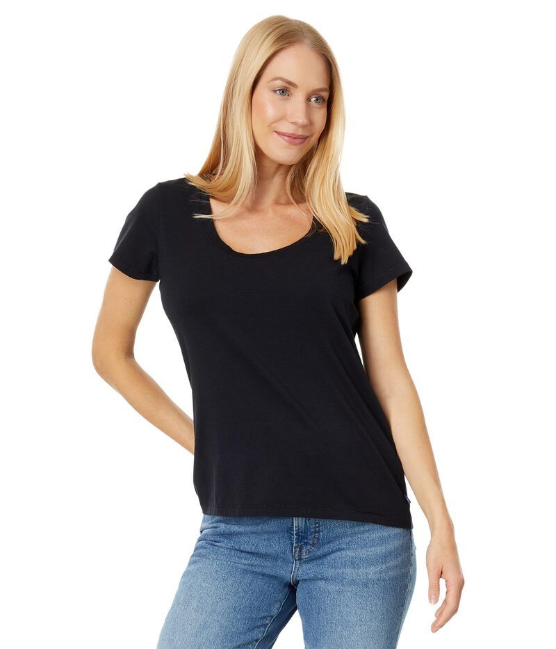 エルエルビーン レディース トップス シャツ LLBean Soft Stretch Supima Tee Scoop Neck Short Sleeve Dark Black ブラック