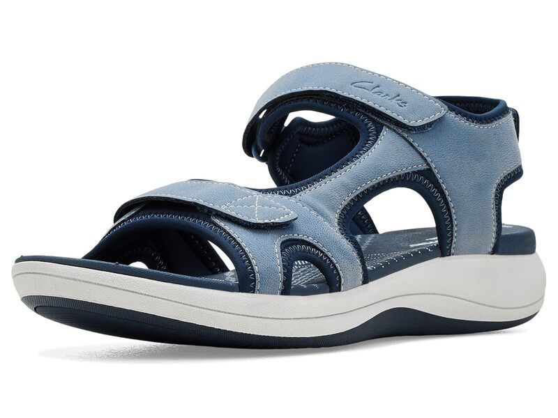 クラークス レディース シューズ サンダル Clarks Mira Bay Denim Blue Text デニム