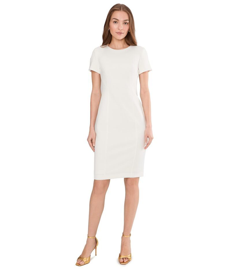 カルバンクライン レディース トップス ワンピースキューバ Calvin Klein Short Sleeve Scuba Sheath Cream クリーム