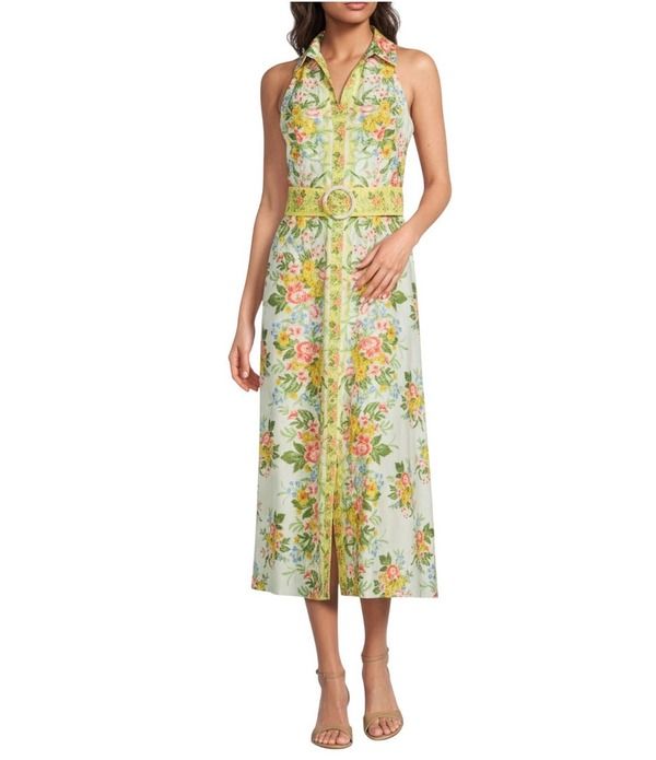 アドリアナ パペル レディース トップス ワンピース フラワー柄 ミディ ノースリーブ フラワー Adrianna Day by Adrianna Papell Sleeveless Floral Midi Dress Pale yellow イエロー