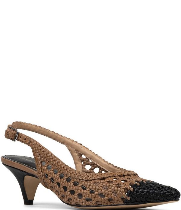ドナルドプリネール レディース シューズ ヒール レザー Donald Plinerisha Woven Leather Slingback Pumps Tobacco