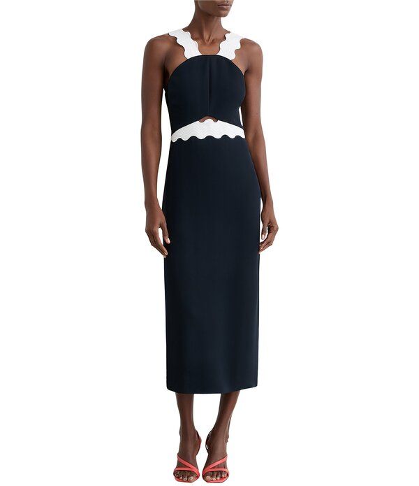 レイス レディース トップス ワンピース ミディ ノースリーブ コントラスト ホルター Reiss Dillon Contrast Ric Rac Halter Neck Sleeveless Bodycon Midi Dress NavyIvory アイボリ 55,990円