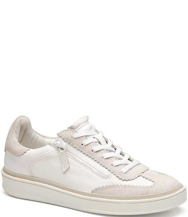 ジョンストンアンドマーフィー レディース ボトムス カジュアルパンツ スニーカー スエード レース レザー Johnston Murphy Womens Ashley Suede and Leather Side Zip Lace Up Sneakers Wh