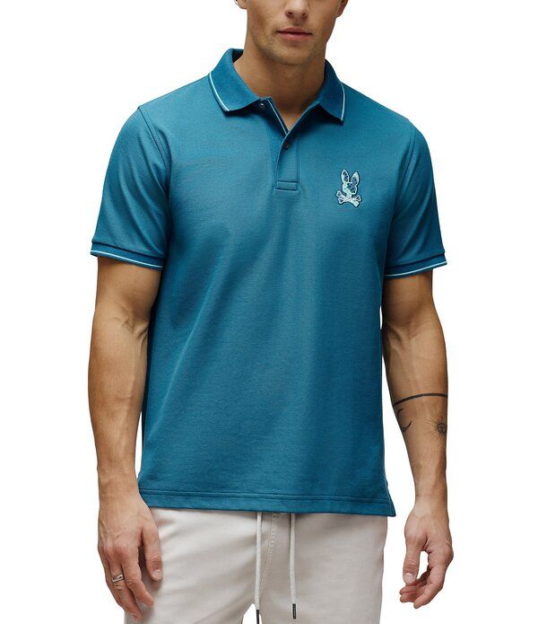 サイコバニー メンズ トップス シャツ Psycho Bunny Oliver Pique Short Sleeve Polo Shirt Mallard Blue ブルー