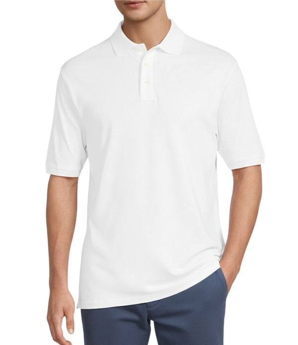 ラウンドトゥリーアンドヨーク メンズ トップス シャツ トール コットン Roundtree Yorke Big Tall Supima Cotton Short Sleeve Solid Polo Shirt White ホワイト