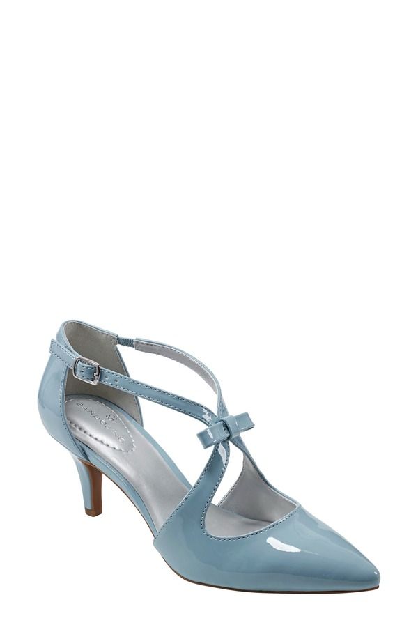 バンドリーノ レディース シューズ ヒール Bandolino Zeffer Kitten Heel Pump Light Blue Shiny ブルー