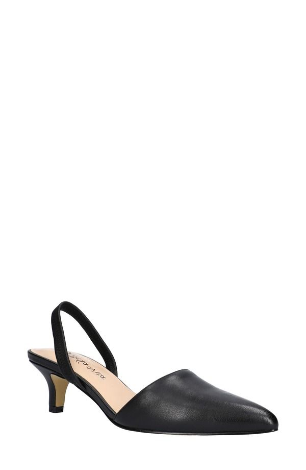 ベラヴィータ レディース シューズ ヒール Bella Vita Sarah Slingback Pointed Toe Kitten Heel Pump Black Leather ブラック
