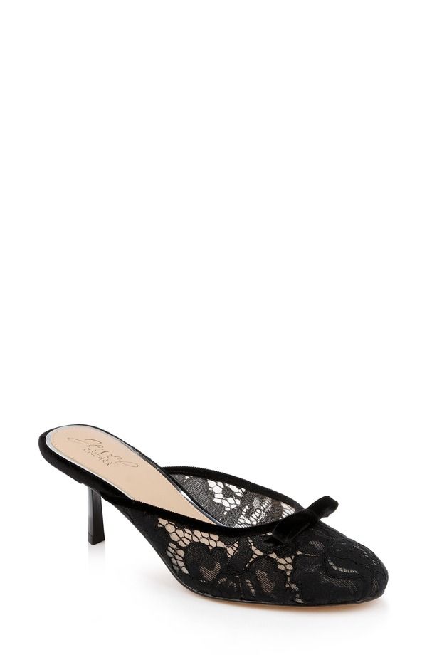 ジュウェルダグレイミシュカ レディース シューズ ヒール Jewel Badgley Mischka Elliot Mule Black Lace ブラック