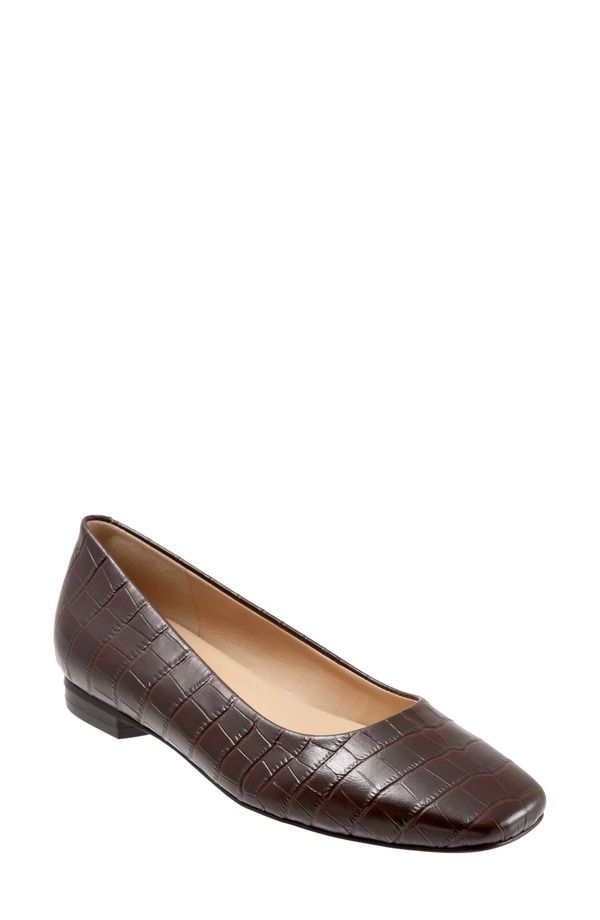 トロッターズ レディース シューズ パンプス Trotters Honor Flat Multiple Widths Available Dark Brown Croc Leather ブラウン