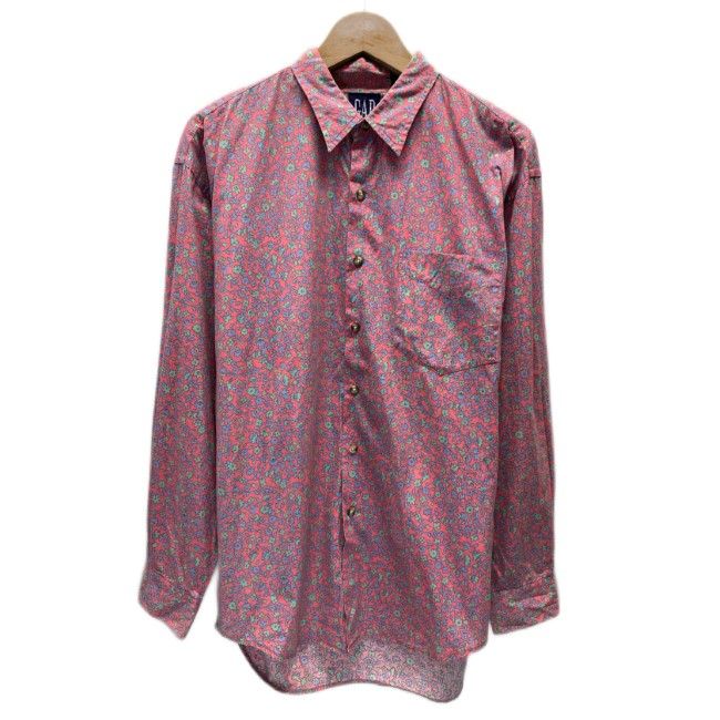 【中古】　GAP　OLD GAP　柄シャツ　90s vintage　90年代　長袖　シャツ　トップス　レギュラーカラー　胸ポケット　総柄　花柄　ボタニカル　古着　/1554