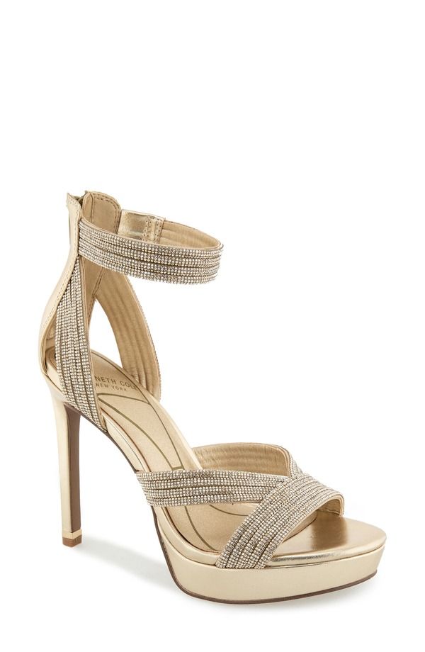 ケネスコール レディース シューズ サンダル プラットフォーム アンクル Kenneth Cole Nadine Ankle Straplatform Sandalight Gold Crystal ゴールド