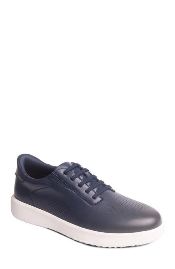 マークジョセフニューヨーク メンズ シューズ スニーカー レザー Marc Joseph New York Harboroad Hands Free Technology Lightweight Leather Perforated Sneaker Navy