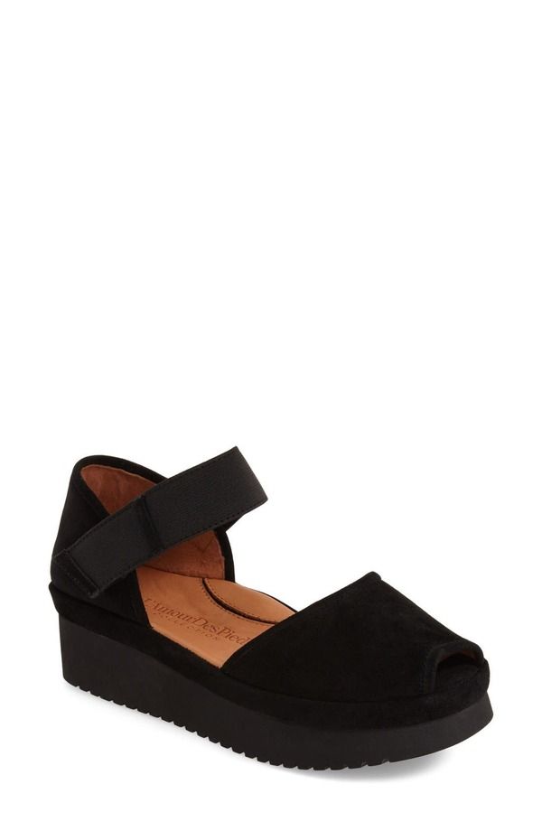 ラモールドピード レディース シューズ ヒール プラットフォーム サンダル LAmour des Pieds Amadour Platform Sandal Black Suede Leather ブラック