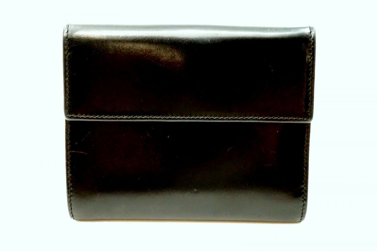プラダ Wホック 二つ折り 財布 サイフ フォーマル Unisex 札 カード 小銭入れ レザー 黒 ブラック PRADA 6523k