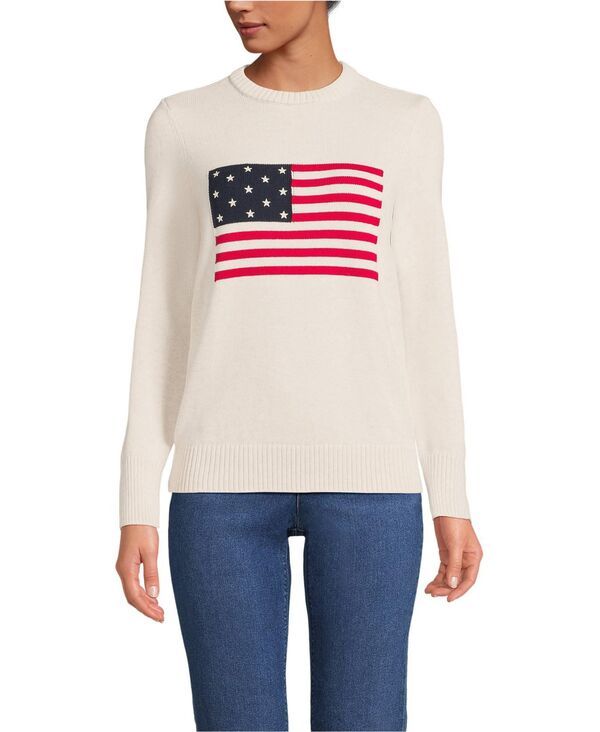 【送料無料】 ランズエンド レディース ニット・セーター アウター Womens Drifter Sweater Oatmeal heather flag