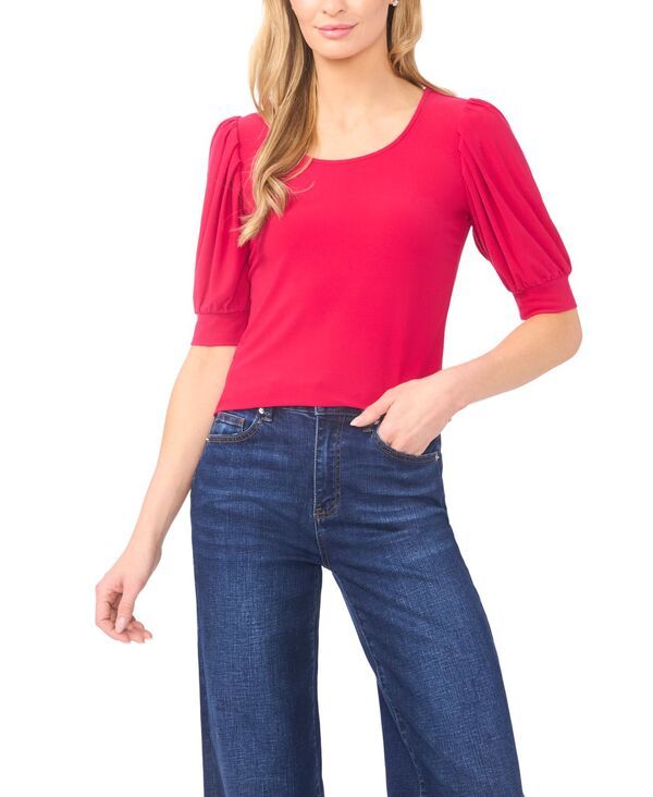 【送料無料】 セセ レディース シャツ トップス Womens Shirred ScoopNeck 34Sleeve Knit Top Rose Cerise 12,905円