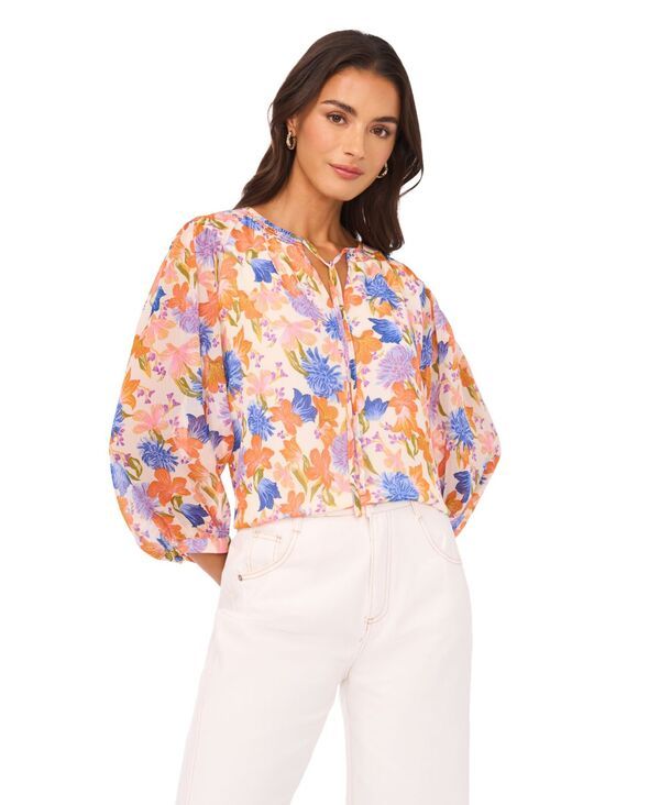 【送料無料】 ヴィンスカムート レディース シャツ トップス Womens Ruffle TieNeck Blouse Soft Cream